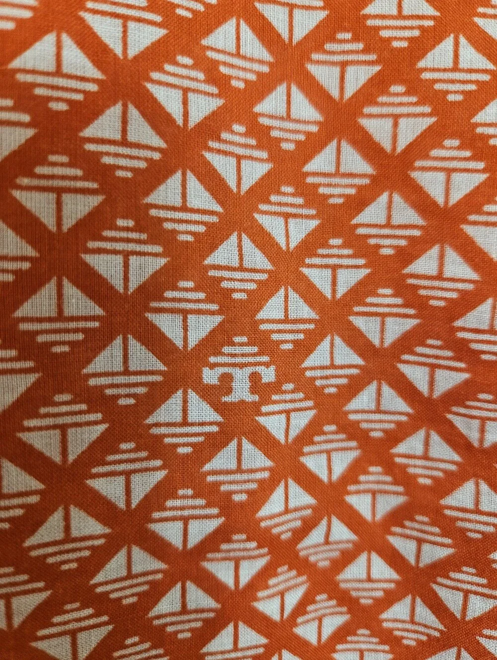 Tory Burch Brigitte Blouse 6 Checkerboard Roll Tab Utility Cotton Orange White